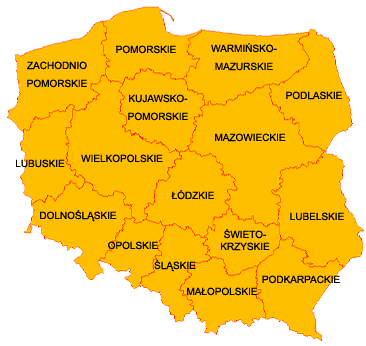 Administracyjna mapa Polski - wybierz wojewdztwo